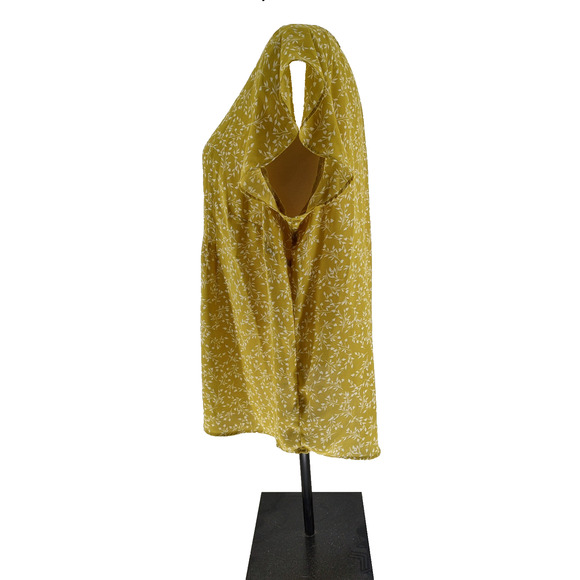 Cynthia Rowley Chartreuse Pull on Floral Tunic Size 1X Rounded Hem Pleated Front - Picture 3 of 10